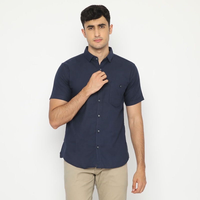 Code Male - Brave Kemeja Pria Basic Navy Dark Slimfit