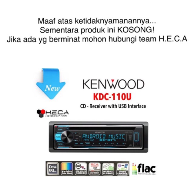 Kenwood KDC-110U Single Din Head Unit KDC 110U Tape Mobil KDC 110 U
