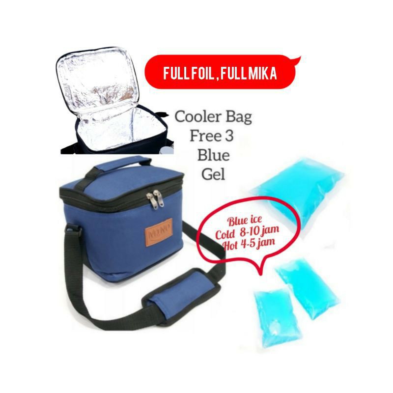 INSULATED COOLER BAG ASI MINI FREE 3 BLUE GEL // SY88 s1