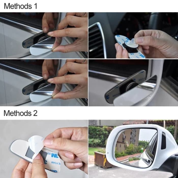 2 Pcs Blind Spot Mirror Car Kaca Cermin Tambahan Spion Mobil Putar Ori Dilengkapi Doubletape