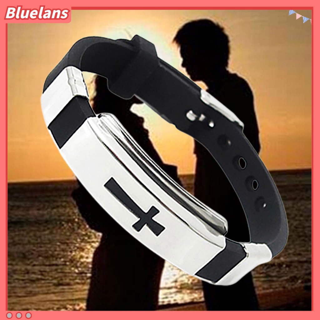 Bluelans Unisex Cross Pattern Stainless Steel All-match Bangle Bracelet