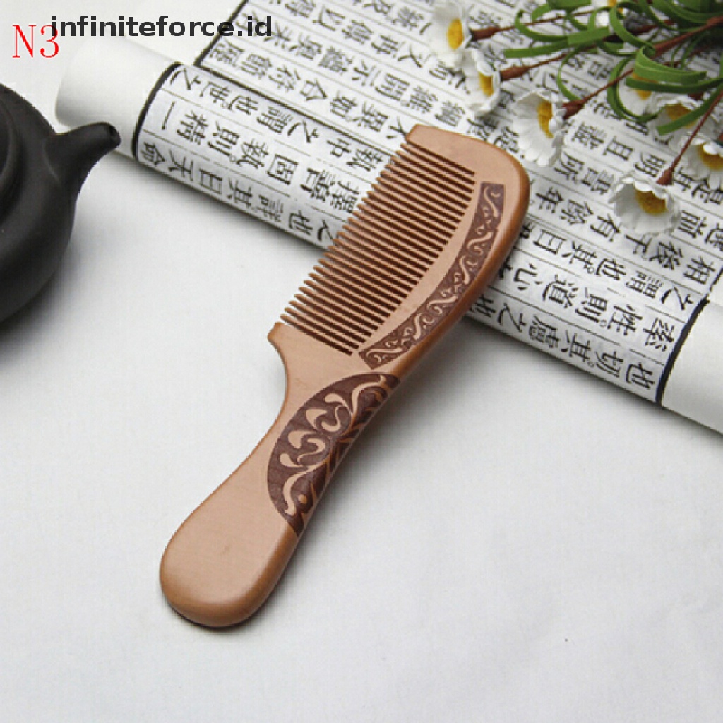 (Infiniteforce.Id) Sisir Kayu Peach Alami Anti Statis Untuk Pijat Kepala