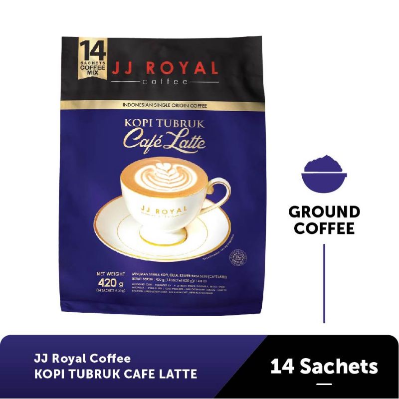

JJ Royal Coffee Kopi Tubruk Cafe Latte Bulk Bag isi 14 Sachets