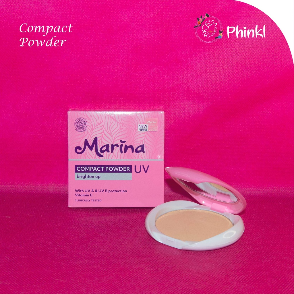 `ღ´ PHINKL `ღ´ Marina Compact Powder UV Brightening bedak padat anti minyak mencerahkan