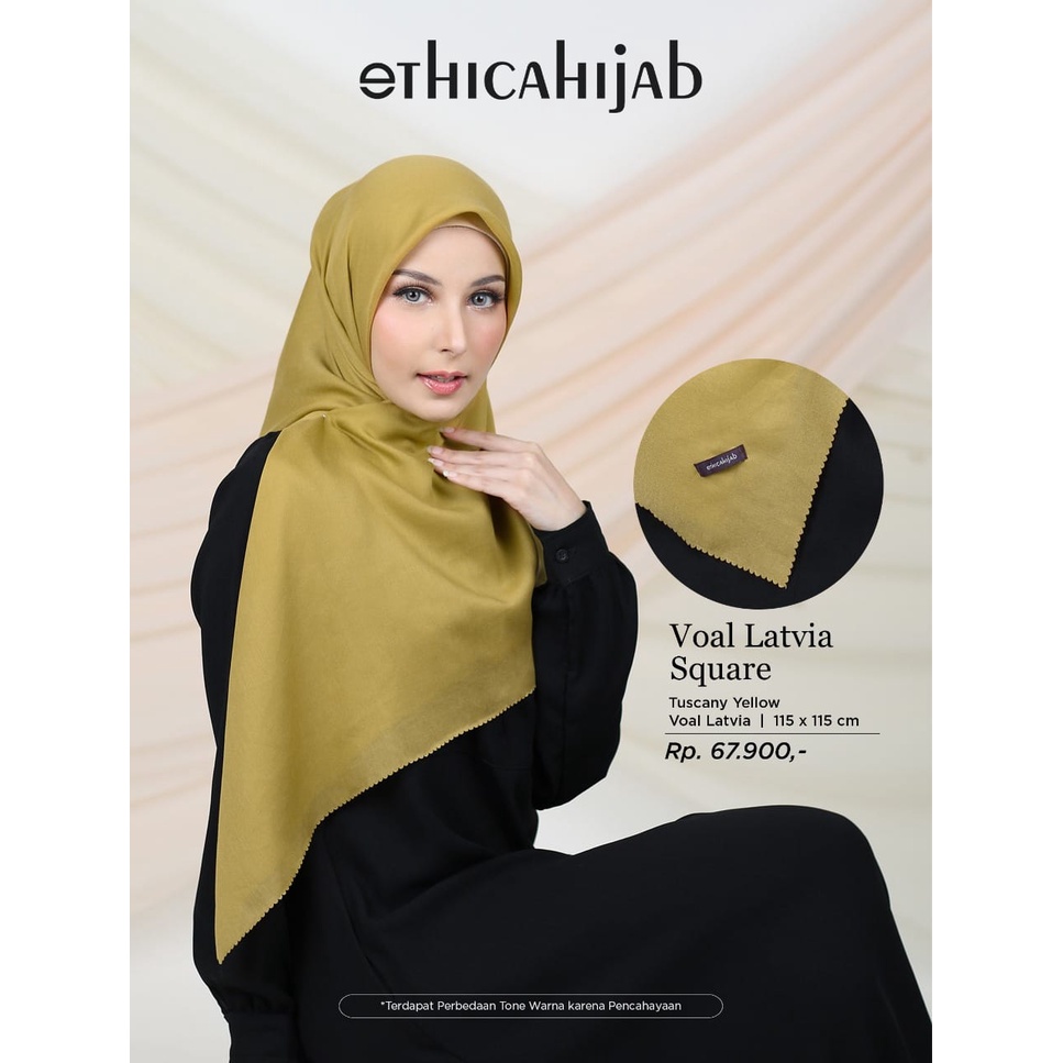 HIJAB SEGIEMPAT TERBARU 2021 ETHICA VOAL LATVIA SQUARE TUSCANY YELLOW