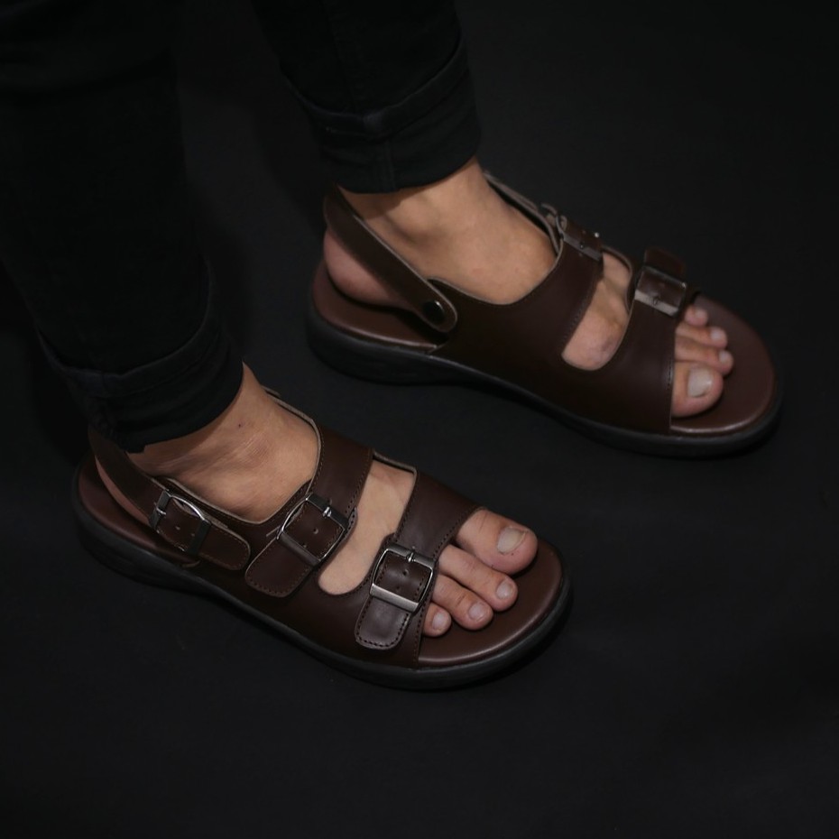 Mozza 02 Brown | Sendal Slide Kulit Original Santai Kasual Pria Ori Sandal Footwear | FORIND Greata