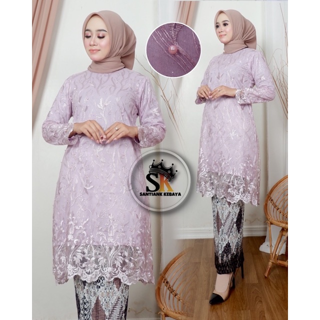 Stelan Kebaya Tunik Rok Batik Wisuda Modern Wanita Dress Kondangan Terbaru Outfit Pesta By Santiank Kebaya