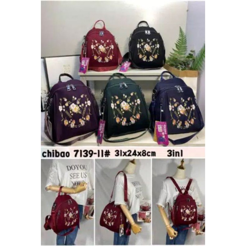 TAS WANITA  CHIBAO KEMBANG 7139-11 RANSEL DAN SELEMPANG