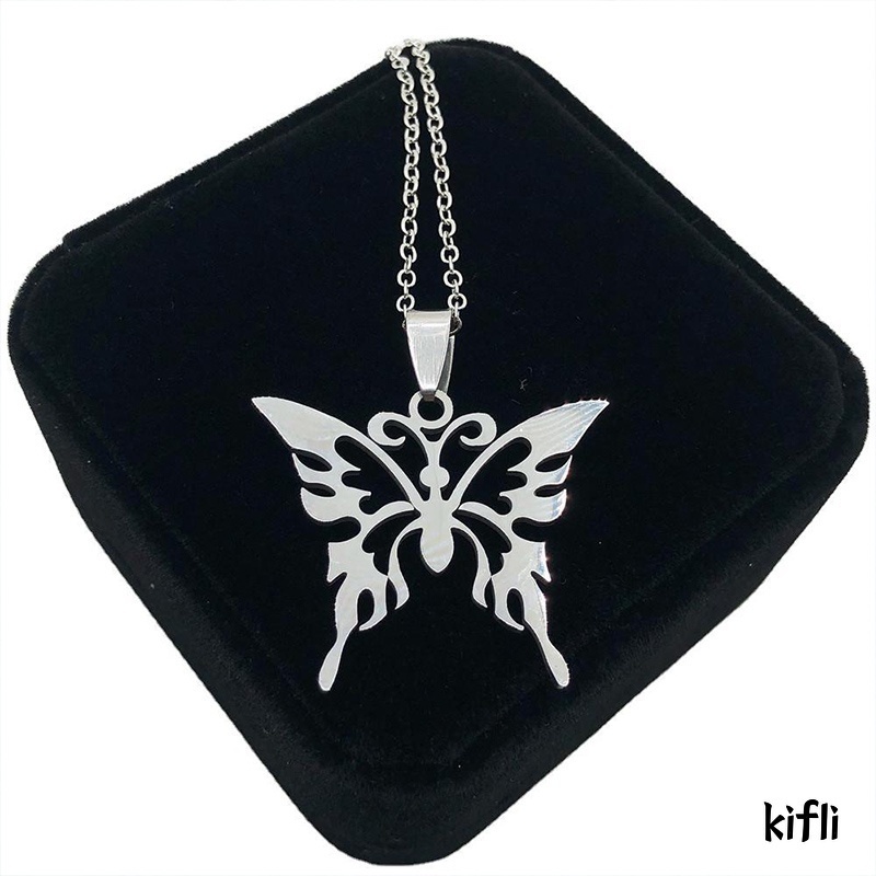 Kalung Liontin,Butterfly Bahan Titanium Steel,Gaya Korea,Untuk Unisex