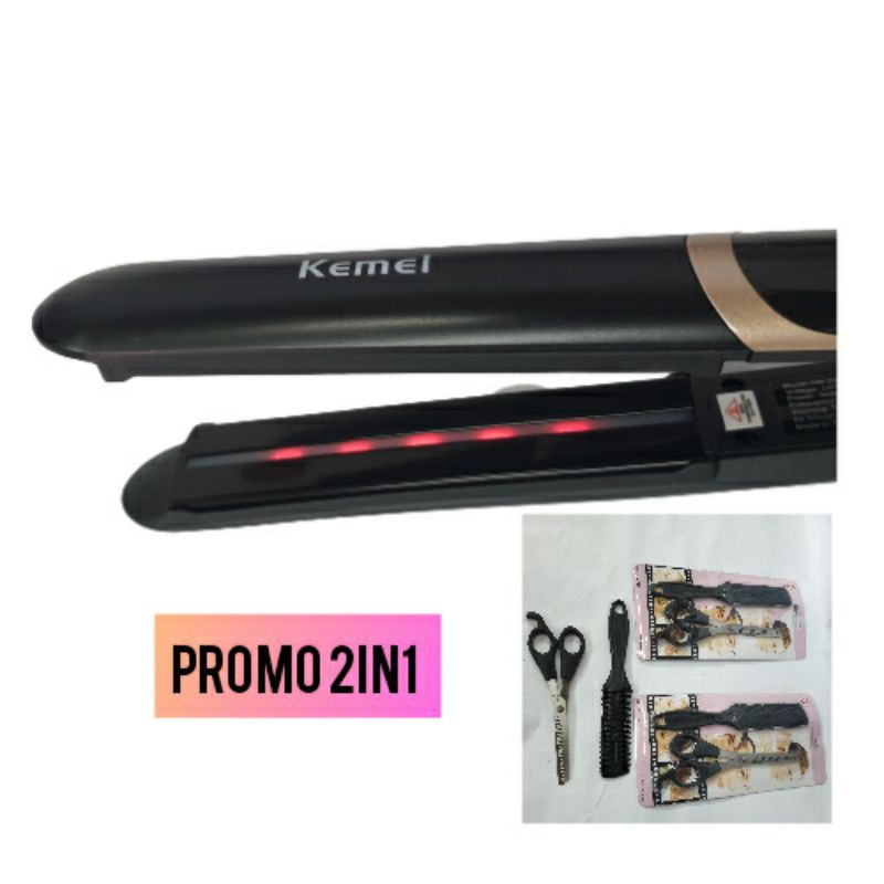 Promo Catok rambut kemei km2219 dan alat gunting sasak rambut pria murah Dan original