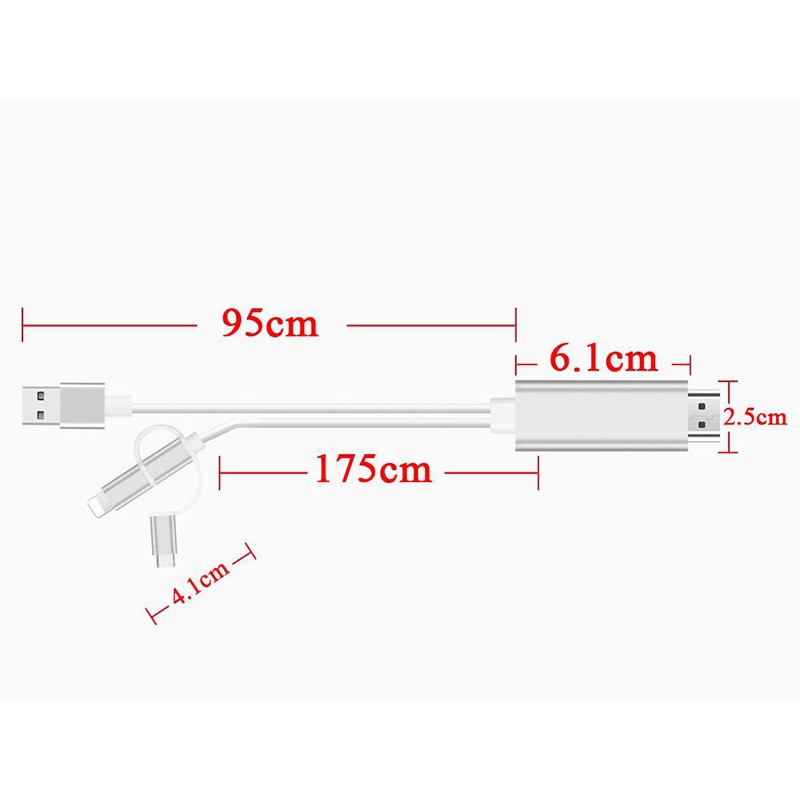 ONTEN OTN-7537A - HDMI Cable for USB-C - Lightning - Micro USB - 1.8M - Kabel Multiport ke port HDMI