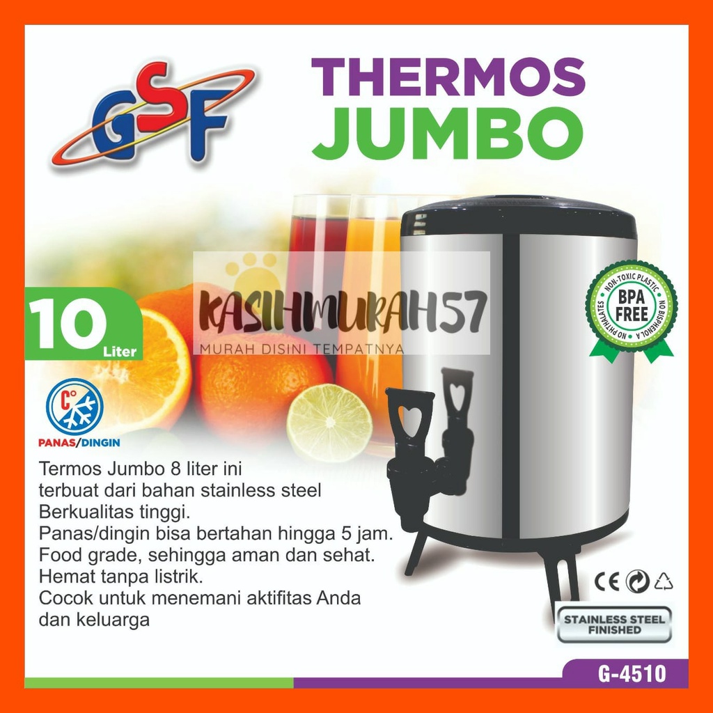 THERMOS JUMBO 10 LITER GSF G-4510 / WATER JUG MILK TEA BUCKET TERMOS TUAS KERAN KAPASITAS BESAR STAI