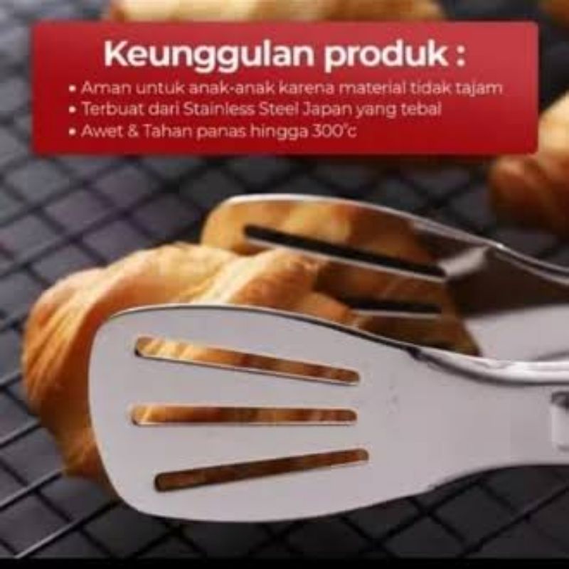 Jepitan Penjepit Gorengan Makanan/Capitan Makanan Gorengan/Kue/Roti/Salad Bentuk Oval Lobang Kitchen Stainles Stell Anti Lengket