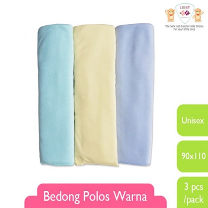 Bedong Libby Polos Warna 3pc SNI 90x110cm Bedong Bayi