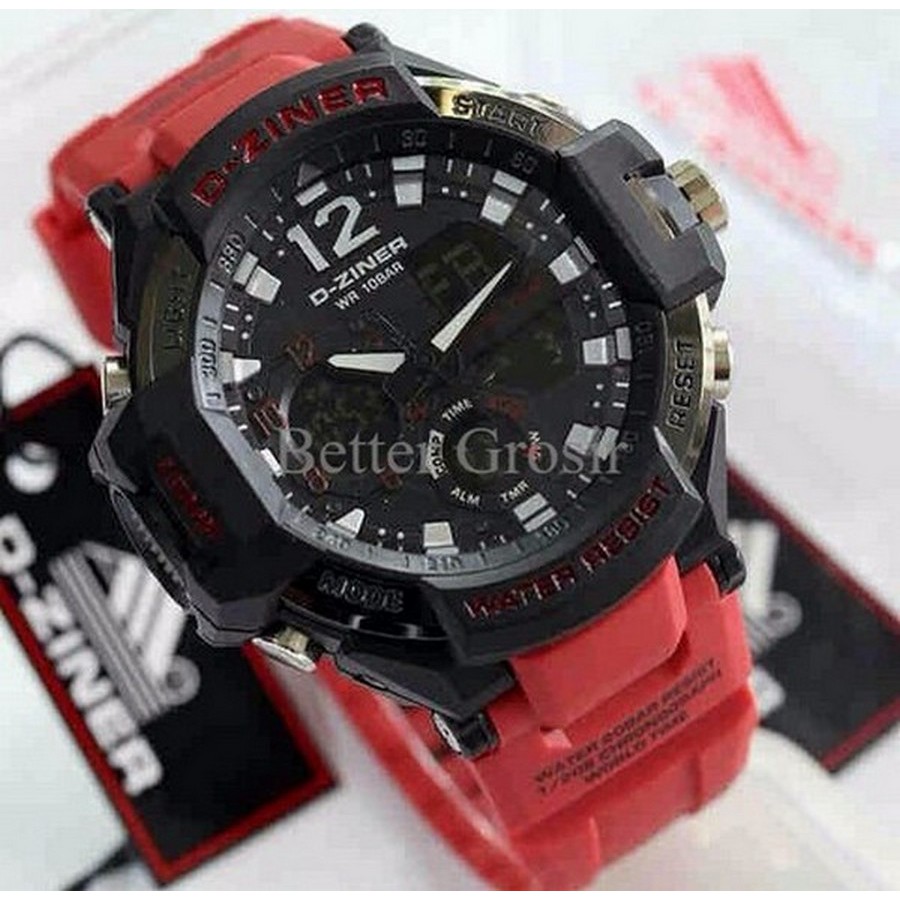 JAM TANGAN PRIA D-ZINER DZ 8067B ORI RED BLACK