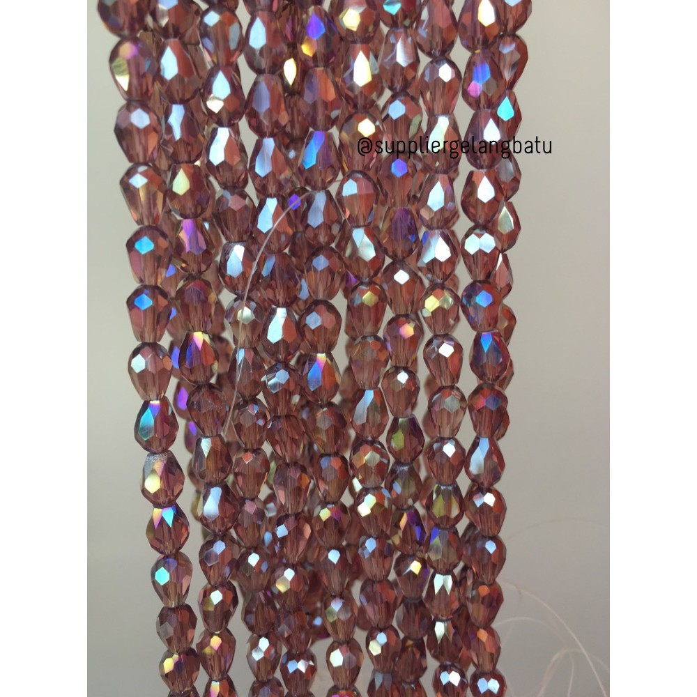 kristal Ceko tetes 10 x 6mm METALLIC BROWn crystal cokelat PREMIUM DIY grosir craft supplier bahan