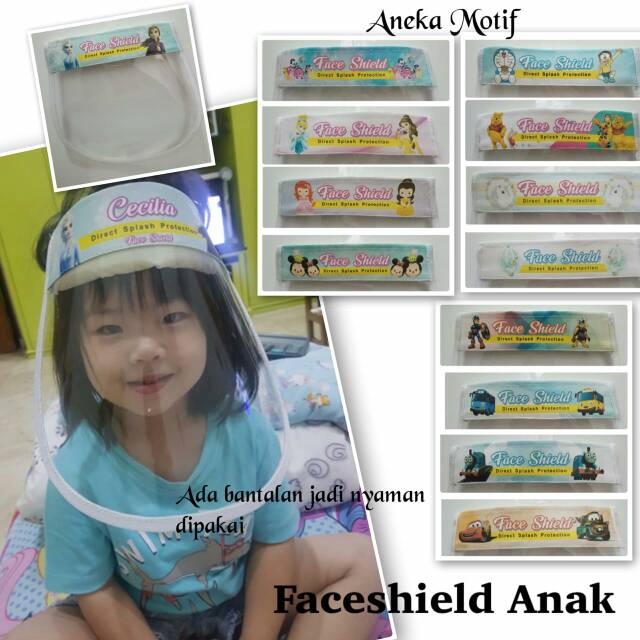 FACESHIELD/PELINDUNG WAJAH ANAK MOTIF KARTUN ADA BANTALAN DI DAHI NYAMAN DIPAKAI