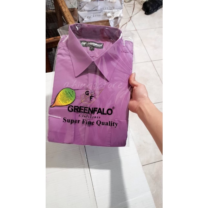 KEMEJA PRIA GREENFALO - KEMEJA POLOS LENGAN PANJANG PRIA WARNA UNGU VIOLET