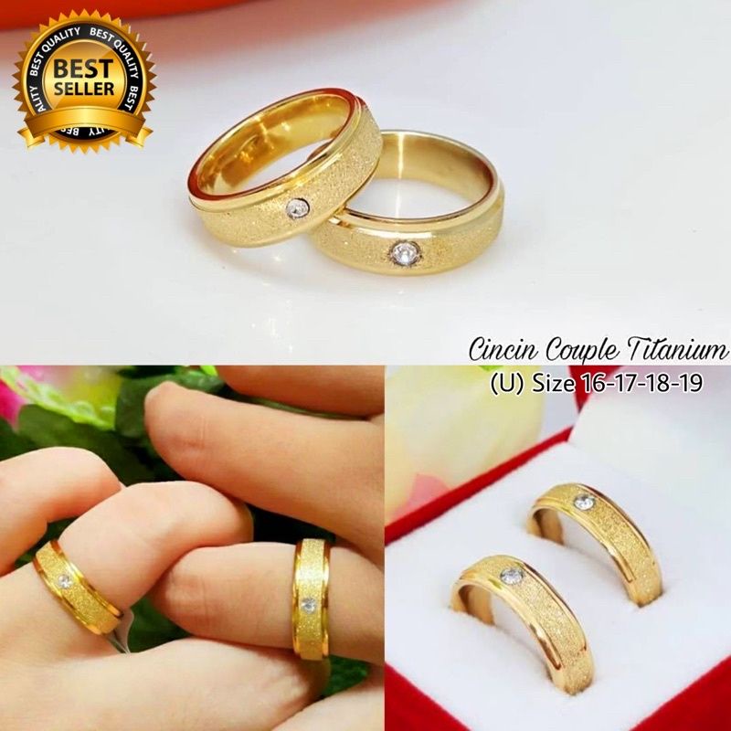 Cincin titanium Couple PASIR GOLD PERMATA lapis emas pria wanita Harga Satuan