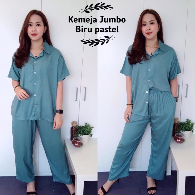 Set Kemeja Jumbo / piyama jumbo rayon / Setcel Jumbo muat bb 80kg
