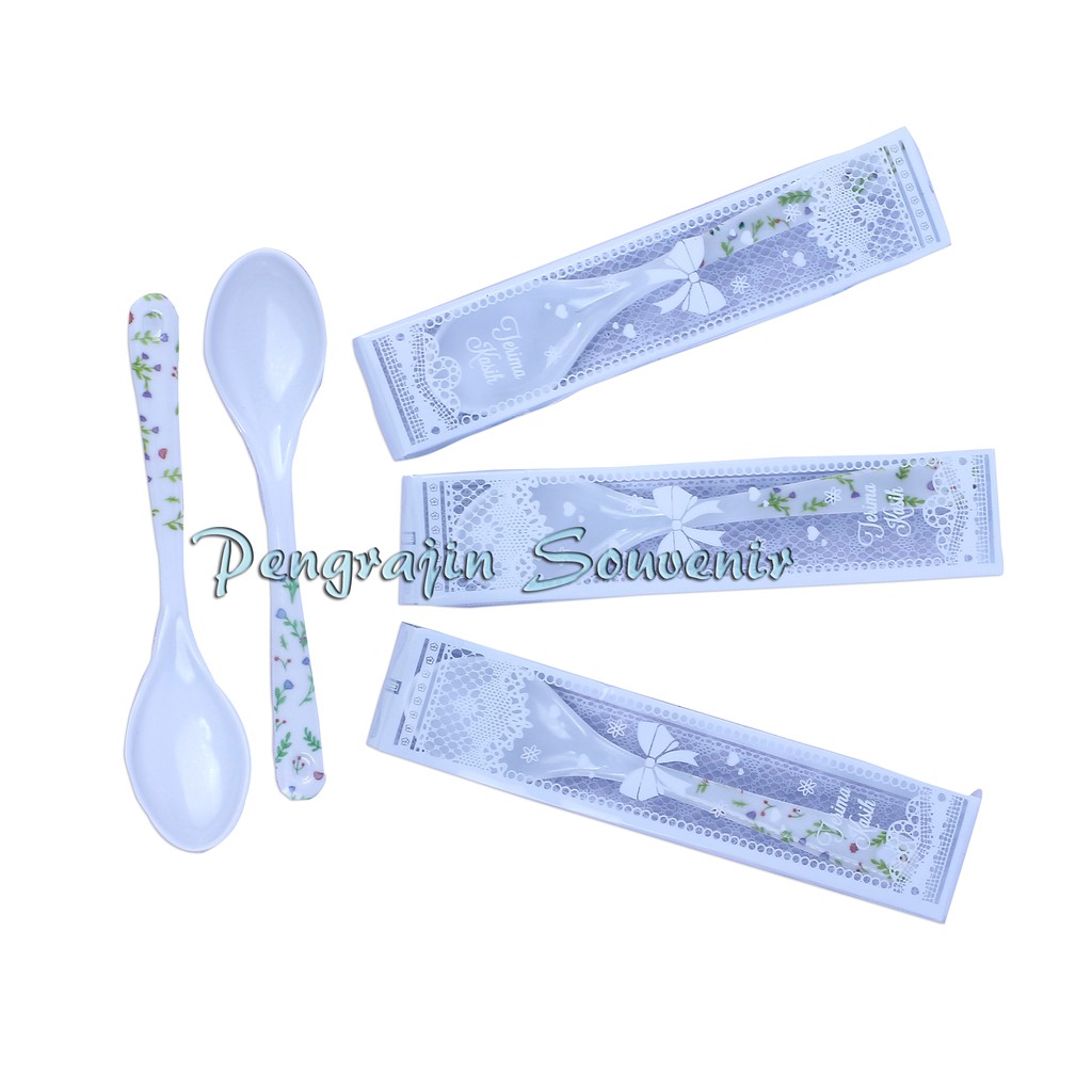ISI 100 BIJI SOUVENIR PERNIKAHAN SENDOK PUTIH MELAMIN KEMAS MIKA souvenir pernikahan soufenir pernik