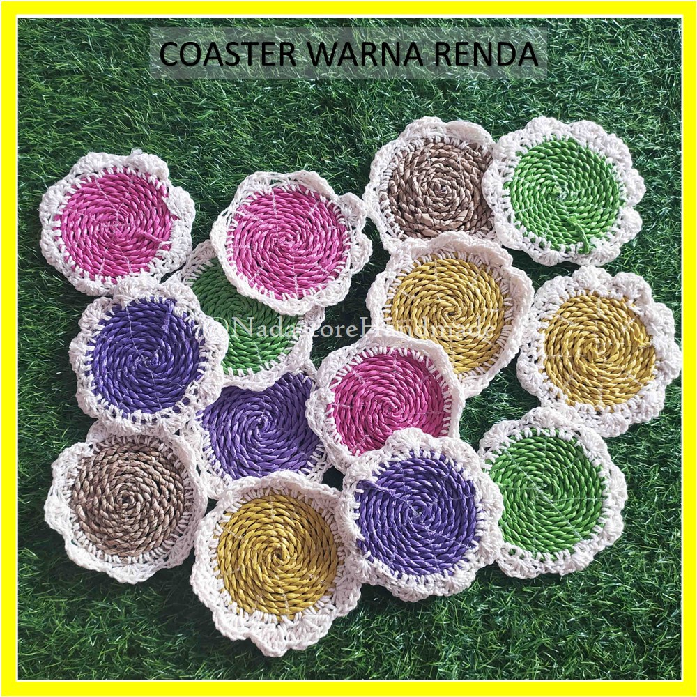 Seagrass Coaster Alas Gelas  Anyaman Seagrass Renda 