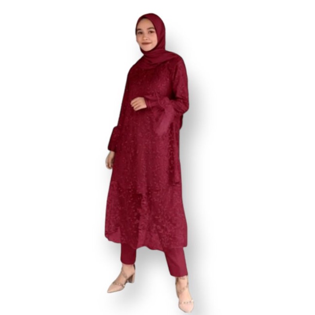 Setelan Baju Lebaran 2022 Set Celana Wanita Terbaru kr set shalom New Fashion Women Baju Undangan Re