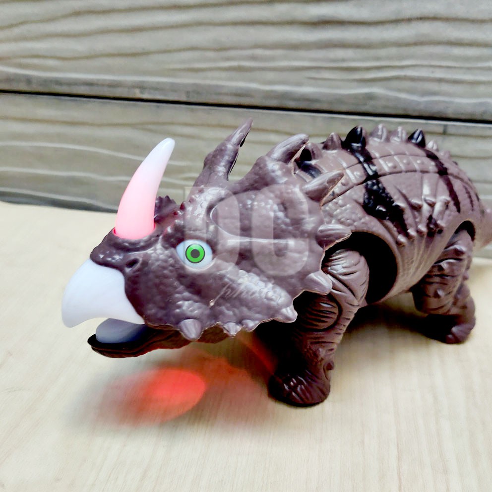 Dinosaur Triceratops Mainan Robot Dino Dinosaurus Suara Jalan Tanduk Nyala