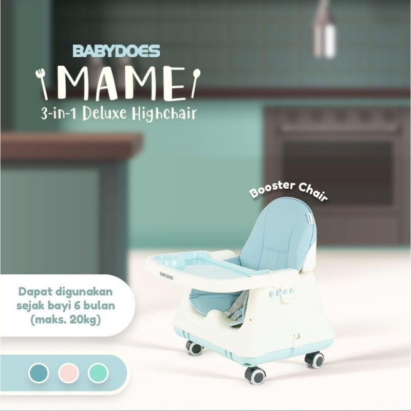 Kursi Makan Bayi Baby Chair High Chair BabyDoes Mame 3 in 1 Deluxe /High Chair Multifunction Nacker