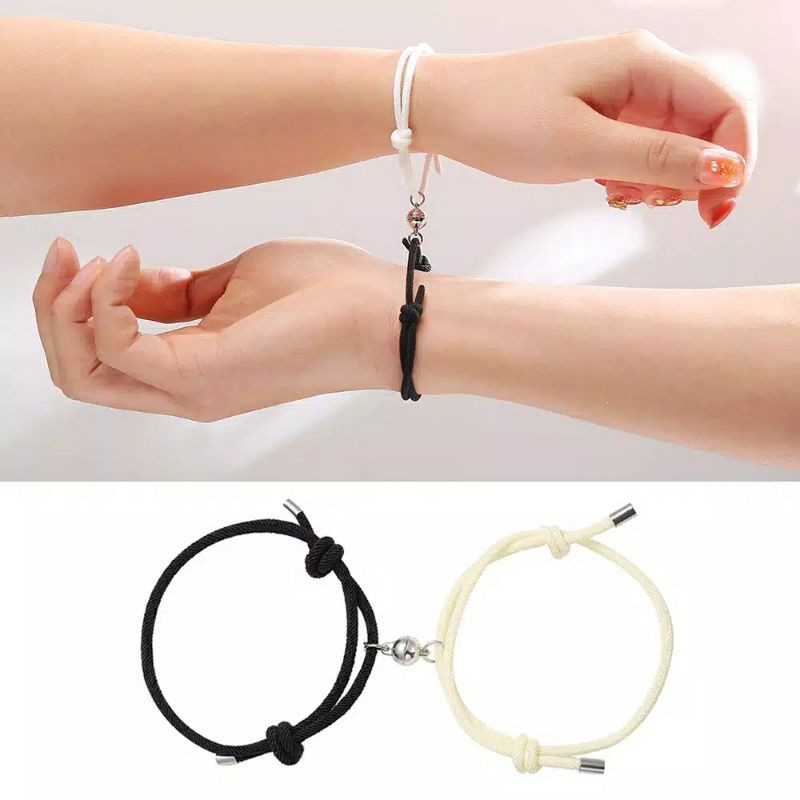 2 pcs gelang magnet / 1 Pasang Gelang Couple Magnet / Gelang Tali Couple Magnet Attract