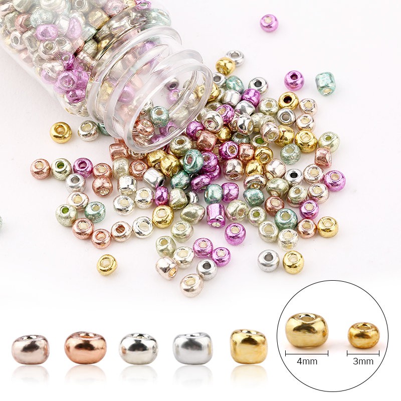 Botol 3 / 4mm Bulat Manik-manik Biji Kaca Pesona berlapis warna manik-manik Ceko bulat Spacer manik DIY Gelang Kalung Perhiasan Aksesoris