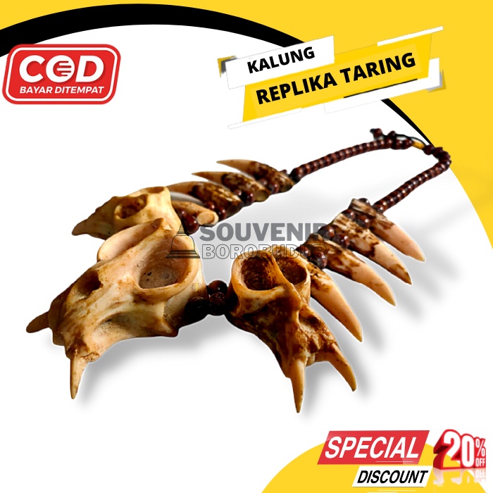 KALUNG RESIN REPLIKA TENGKORAK MONYET AKSESORIS KALUNG TARING KHAS DAYAK