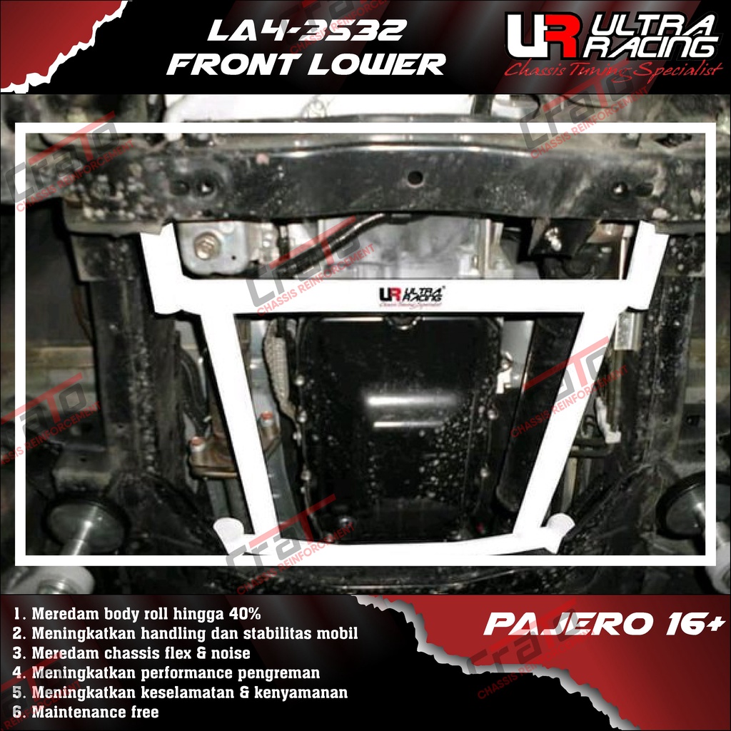 Aksesoris Stabiliser ULTRA RACING Safety Bar - Front Lower Bar 4 Points - Mitsubishi Pajero Sport 16