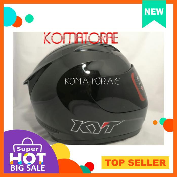 HELM KYT R10 SOLID BLACK HITAM FULL FACE