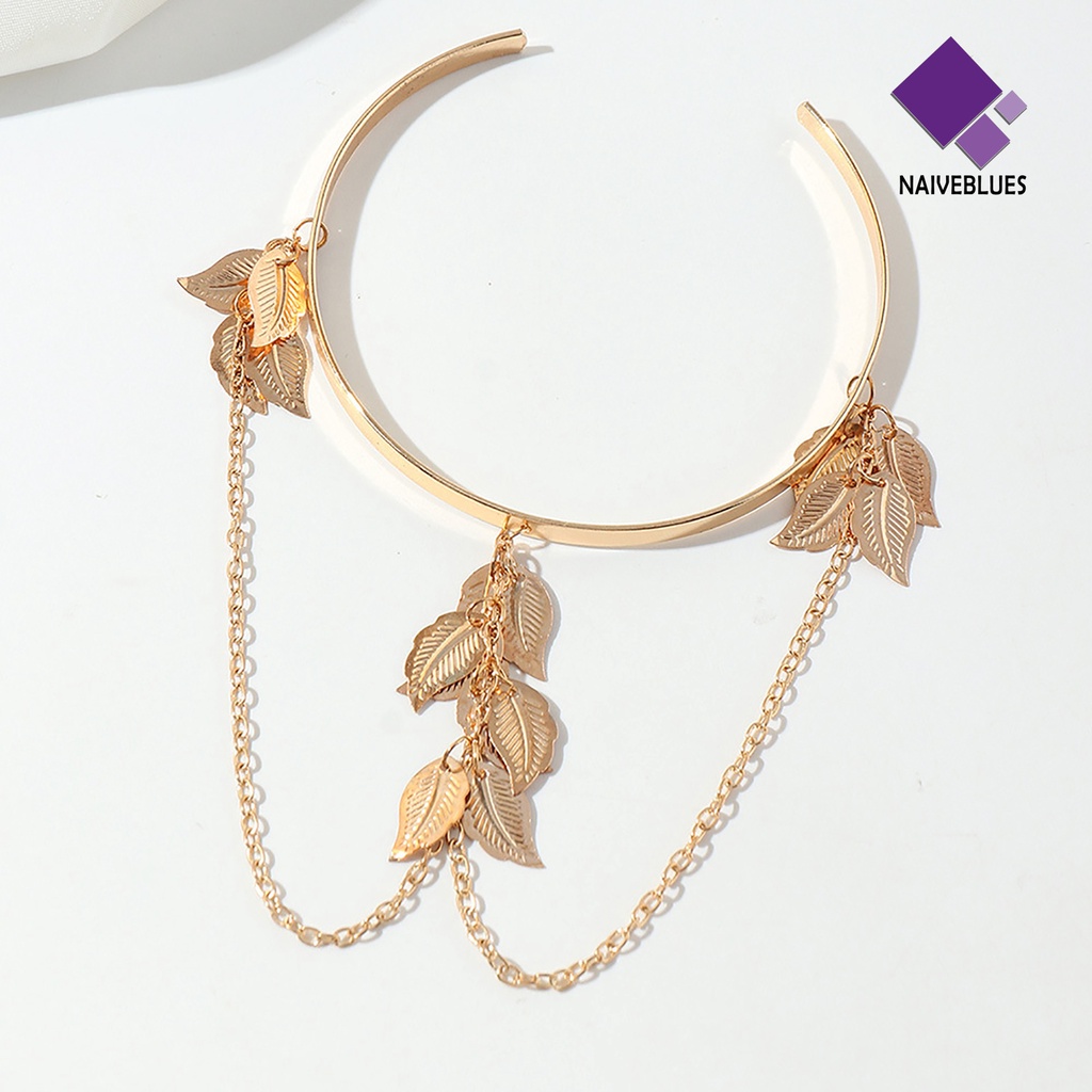 Naiveblue &gt; Gelang Bangle Open Adjustable Desain Daun Untuk Wanita