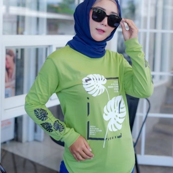 Jual Baju Atasan Wanita Forever Original Daun Hijau Green Legan Panjang ...