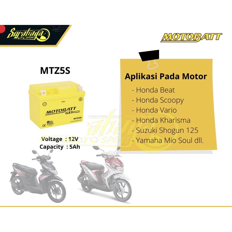 Aki Accu Gel Mottobat MTZ5S