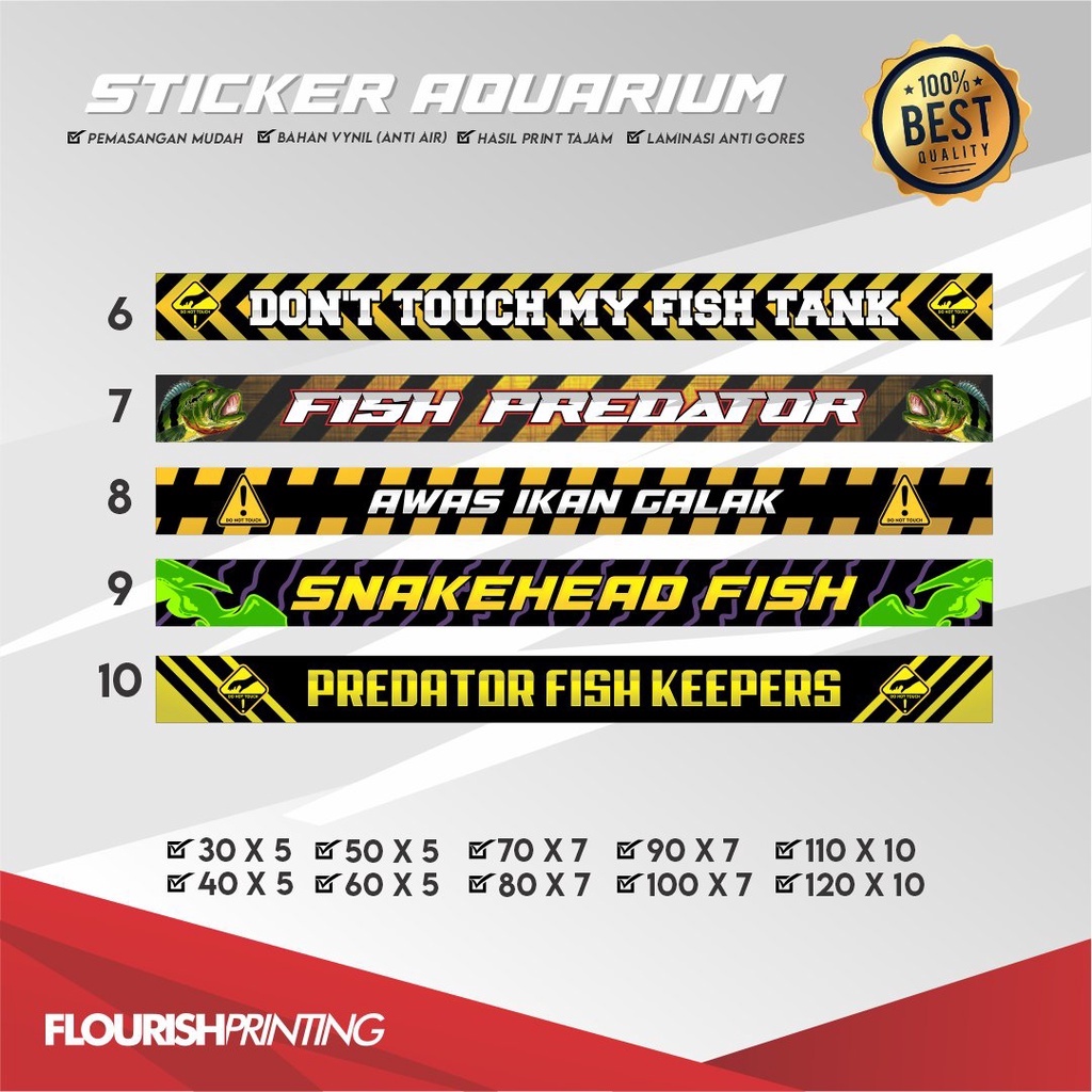 STIKER LIST DEPAN AQUARIUM PREDATOR  (BAHAN PREMIUM)