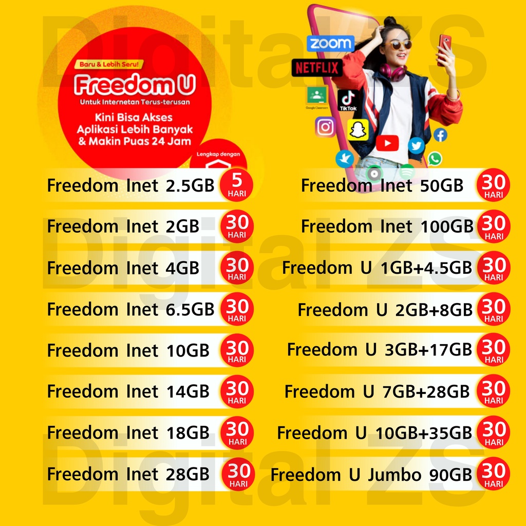 Promo Kuota Indosat Freedom Internet 50gb Combo Dan Unlimited Jumbo 60gb Freedom Kuota Harian