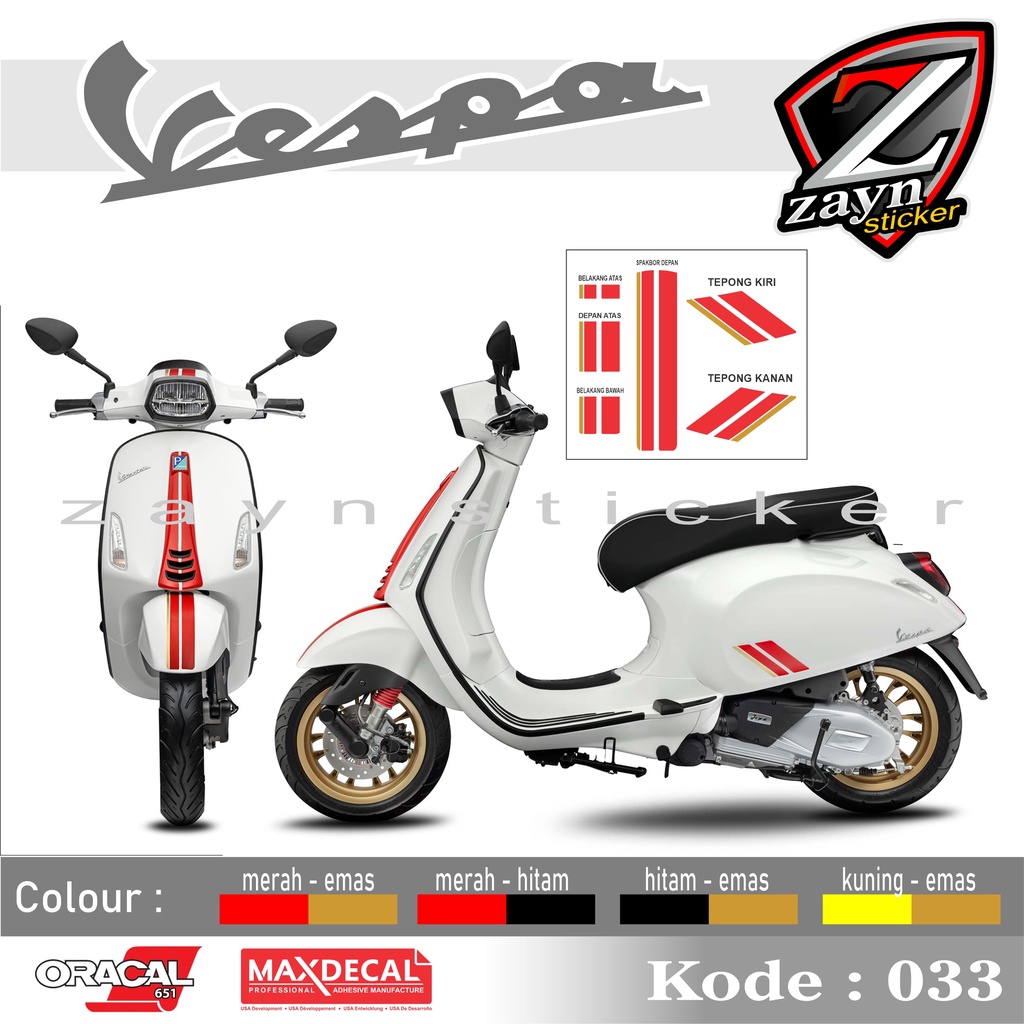TERMURAH, STIKER LIST CUTTING STICKER STRIPING VESPA MODEL RACING SIXTIES 033