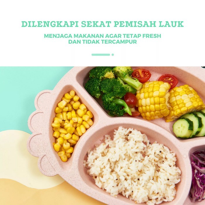 Tempat Makanan Bayi Balita Tempan Makanan Sebaguna Murah Piring Makan Anak Karakter Kepiting 4 Sekat