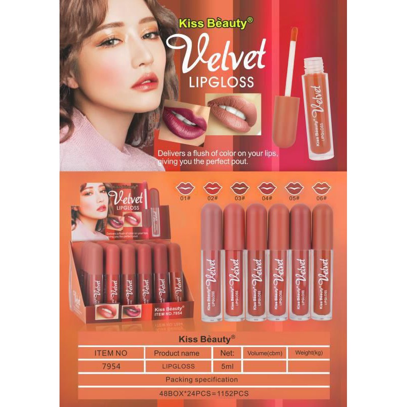 PROMO H/BOX LIP GLOSS VELVET MATE KISS BEAUTY WARNA NUDE | CHOCOLATE MATTE