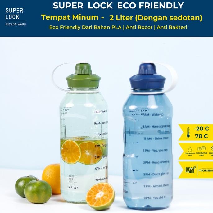 Super Lock Water Bottle 2 Liter With Straw - Botol Minum (6926)