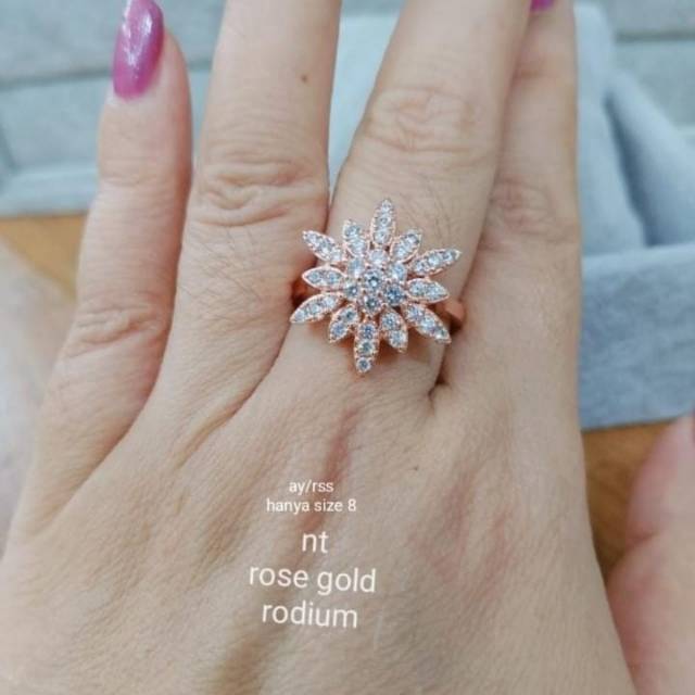 Cincin replika berlian  model bintang laut dan blue sapphire  mewah Cantik Tahan Lama,bisa dipakai sehari hari