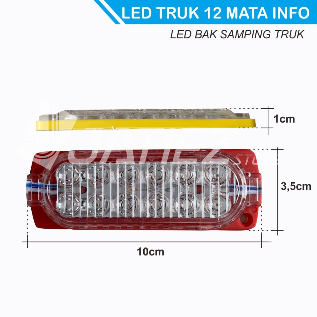 Lampu LED Truk 12 Mata Ultrasonic 24V Variasi Led Bak Samping Truk Led Modul 24 Volt