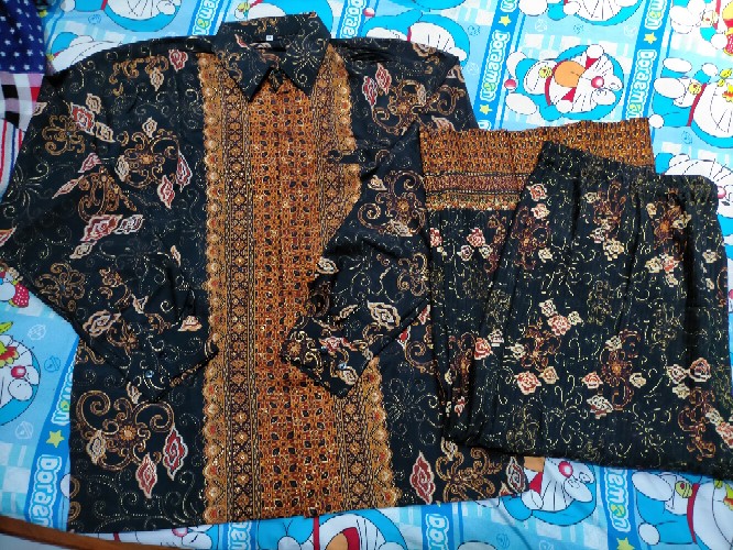 Wm>couple Batik Lengan Panjang Hem Lengan Panjang Couple Keluarga Couple Paya Gold