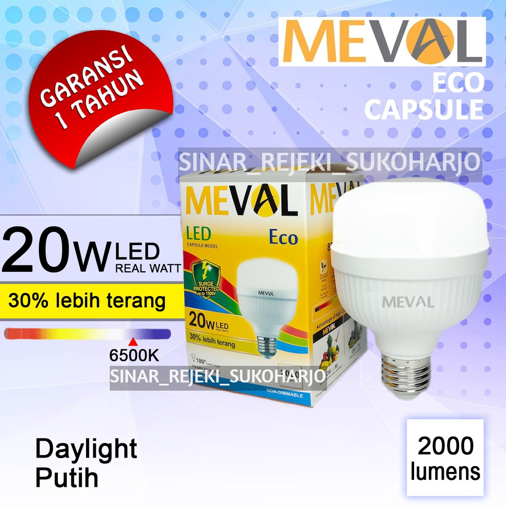 MEVAL Eco Lampu LED Kapsul 20W Putih