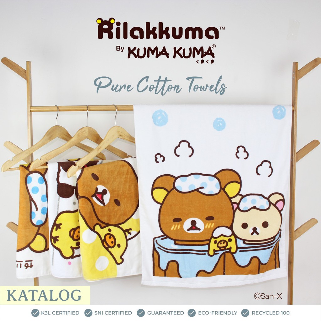 Kuma Kuma Pure Cotton Towel Handuk Bayi Handuk anak 60cm x 120cm / 100cm x 50cm