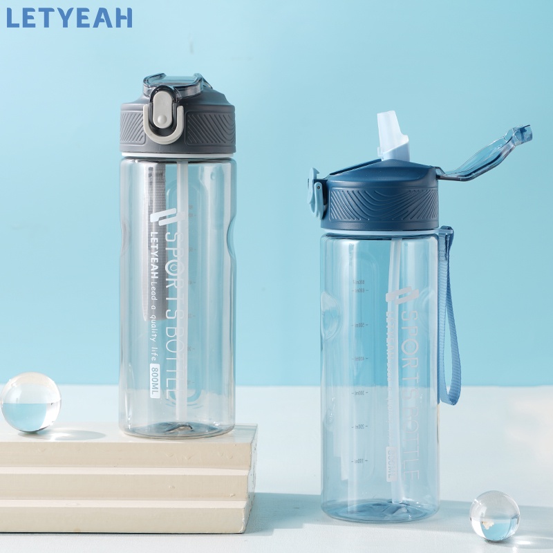 letyeah 800ml Botol minum olahraga sport /Botol air olahraga Portable dengan sedotan /bpa free