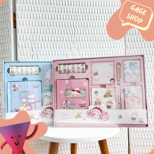 

paket alat tulis 7 in 1 karakter kelinci keperluan anak sekolah berisi buku solatip sticky notes untuk hadiah bisa COD termurah import